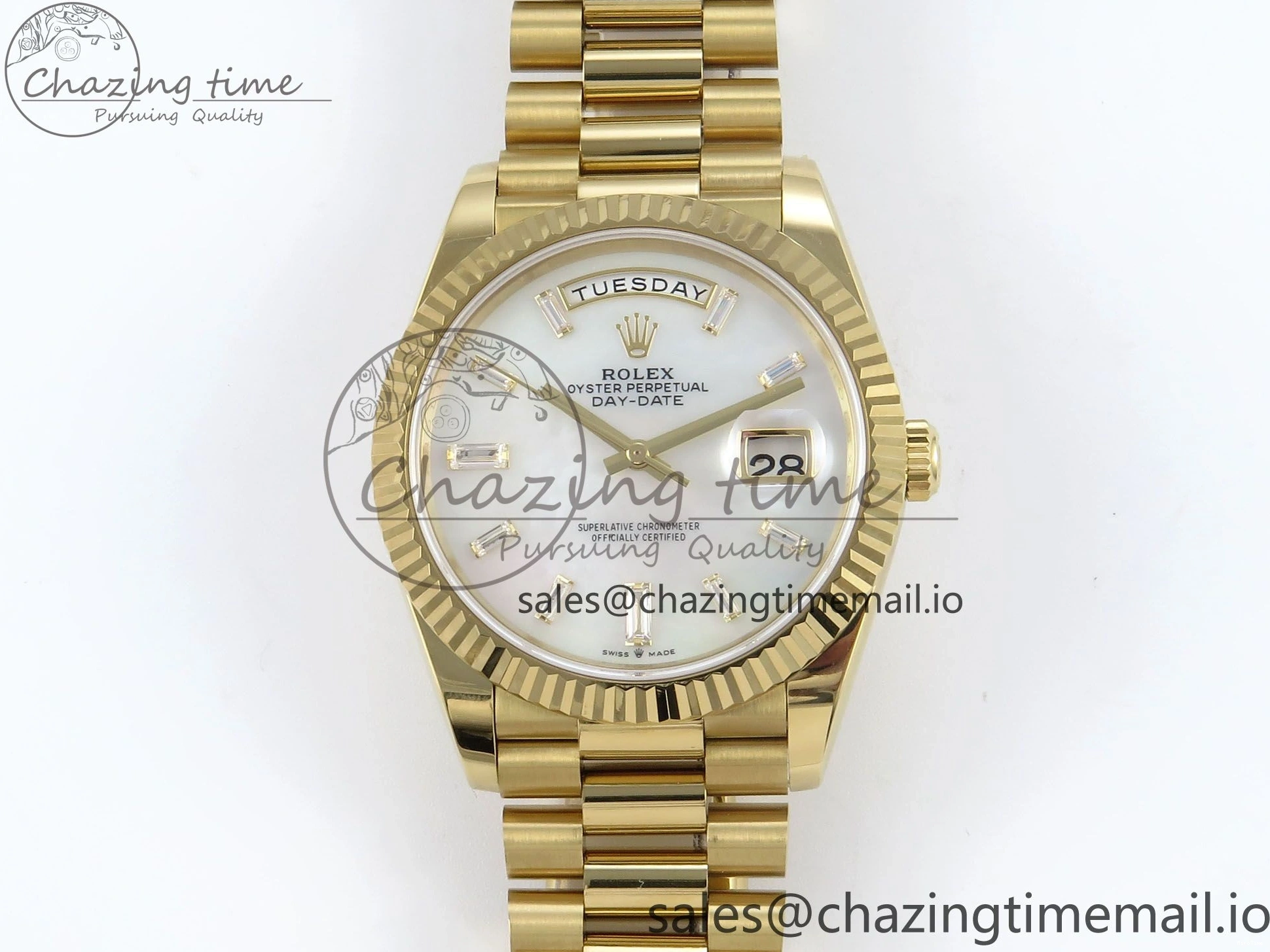 MiroTime 1219 Day Date 40 YG 228238 Noob 1:1 Best Edition White MOP Crystal Dial on President Bracelet A2836 (Gain Weight) Breathable 804